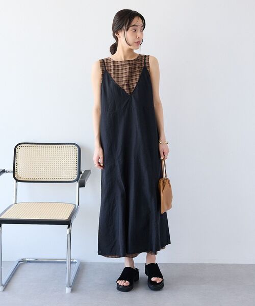 CRAFT STANDARD BOUTIQUE(クラフトスタンダードブティック)の「【2点SET】チェックレイヤードワンピース(ワンピース・レディース・ブラック系その他3/ブラウン系その他4・FREE)」の4枚目の写真
