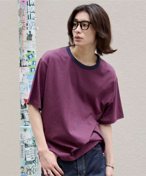 WEGO（ウィゴー）の「WEGO/ボーダーリンガーTシャツ（Tシャツ/カットソー・メンズ・ブラック系その他5/レッド系その他・MEDIUM/LARGE）」の9枚目の写真