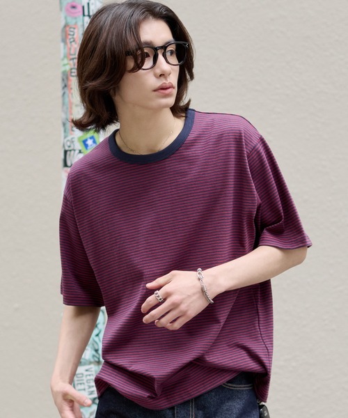 WEGO（ウィゴー）の「WEGO/ボーダーリンガーTシャツ（Tシャツ/カットソー・メンズ・ブラック系その他5/レッド系その他・MEDIUM/LARGE）」の4枚目の写真