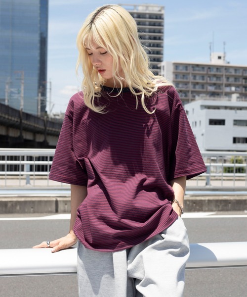 WEGO（ウィゴー）の「WEGO/ボーダーリンガーTシャツ（Tシャツ/カットソー・メンズ・ブラック系その他5/レッド系その他・MEDIUM/LARGE）」の5枚目の写真