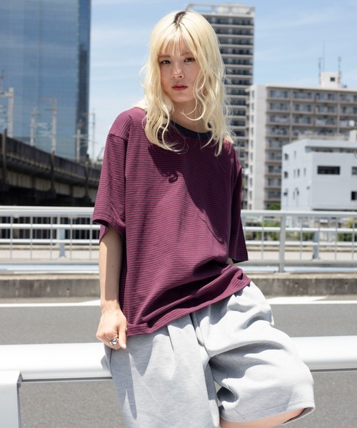 WEGO（ウィゴー）の「WEGO/ボーダーリンガーTシャツ（Tシャツ/カットソー・メンズ・ブラック系その他5/レッド系その他・MEDIUM/LARGE）」の6枚目の写真