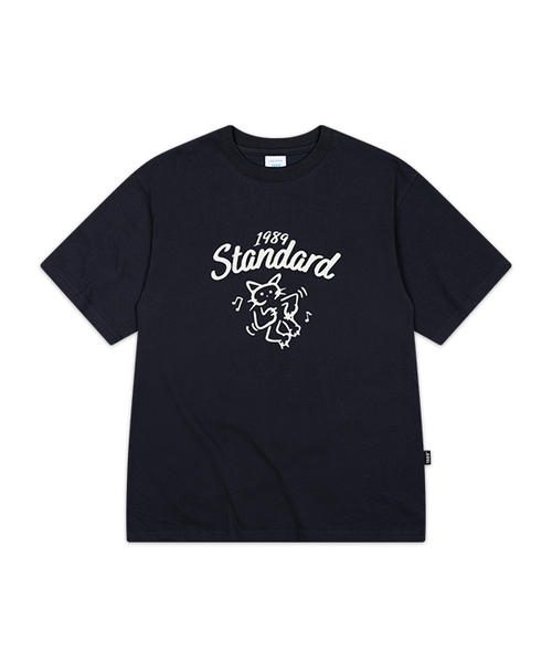 1989STANDARD(1989スタンダード)の「HAPPY CAT クールコットンオーバーサイズ半袖 (SISSTD-0267)(Tシャツ/カットソー・メンズ・ネイビー/ライトグレー/ホワイト/ブラック・X-LARGE/MEDIUM/LARGE)」の4枚目の写真