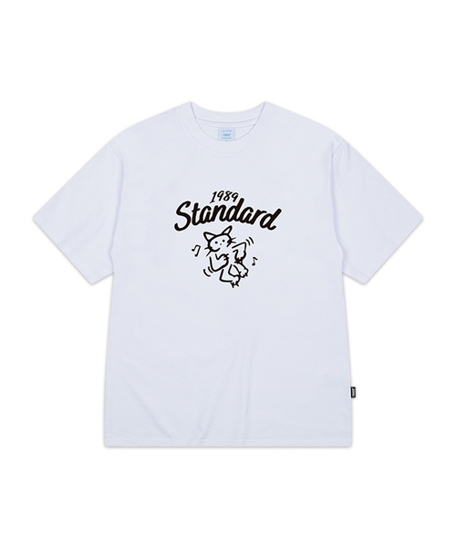 1989STANDARD(1989スタンダード)の「HAPPY CAT クールコットンオーバーサイズ半袖 (SISSTD-0267)(Tシャツ/カットソー・メンズ・ネイビー/ライトグレー/ホワイト/ブラック・X-LARGE/MEDIUM/LARGE)」の2枚目の写真