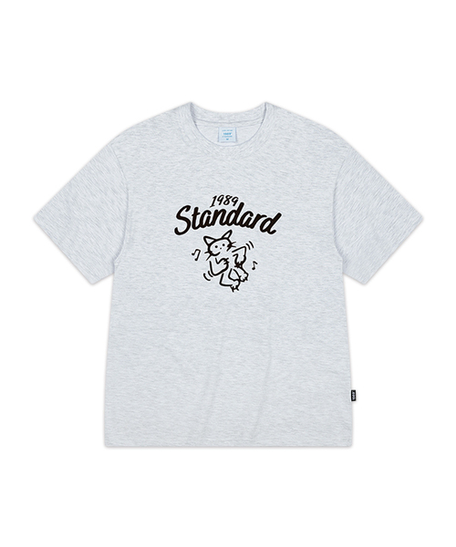 1989STANDARD(1989スタンダード)の「HAPPY CAT クールコットンオーバーサイズ半袖 (SISSTD-0267)(Tシャツ/カットソー・メンズ・ネイビー/ライトグレー/ホワイト/ブラック・X-LARGE/MEDIUM/LARGE)」の3枚目の写真