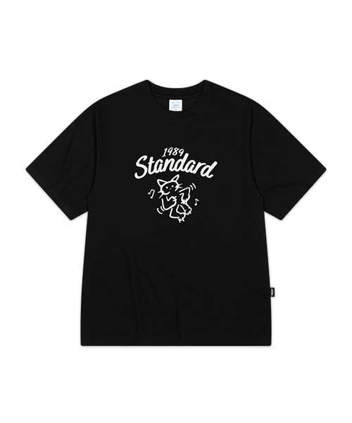 1989STANDARD(1989スタンダード)の「HAPPY CAT クールコットンオーバーサイズ半袖 (SISSTD-0267)(Tシャツ/カットソー・メンズ・ネイビー/ライトグレー/ホワイト/ブラック・X-LARGE/MEDIUM/LARGE)」の1枚目の写真