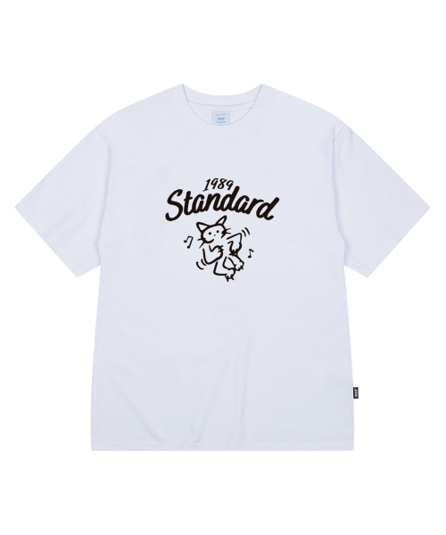 1989STANDARD(1989スタンダード)の「HAPPY CAT クールコットンオーバーサイズ半袖 (SISSTD-0267)(Tシャツ/カットソー・メンズ・ネイビー/ライトグレー/ホワイト/ブラック・X-LARGE/MEDIUM/LARGE)」の6枚目の写真