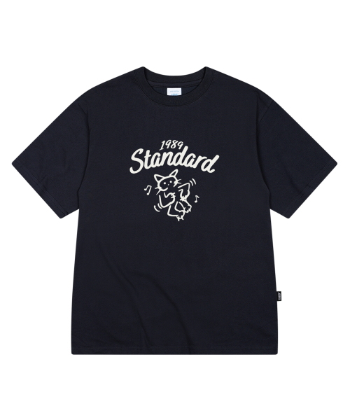 1989STANDARD(1989スタンダード)の「HAPPY CAT クールコットンオーバーサイズ半袖 (SISSTD-0267)(Tシャツ/カットソー・メンズ・ネイビー/ライトグレー/ホワイト/ブラック・X-LARGE/MEDIUM/LARGE)」の8枚目の写真