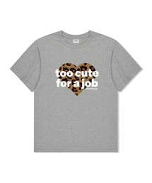 キュートレオパードオーバーサイズ半袖Tシャツメランジグレー