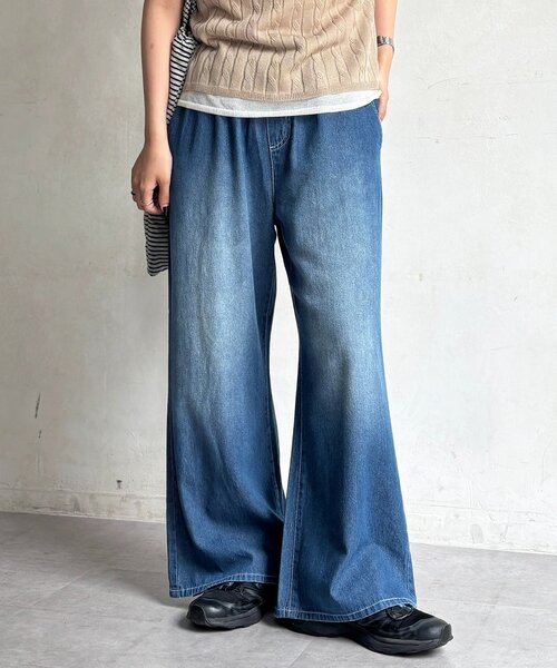 CPCM(シーピーシーエム)の「ライトオンスワイドフレアデニム(その他パンツ・レディース・ネイビー/ブラック/ブルー・SMALL/MEDIUM)」の2枚目の写真