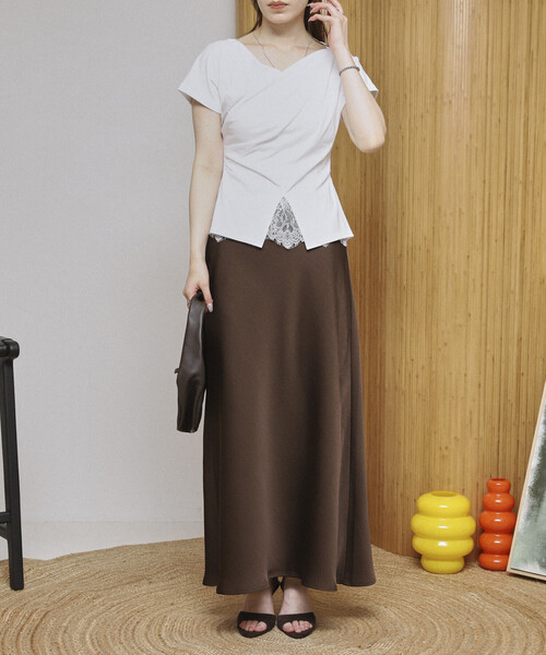 Firsthand(ファーストハンド)の「Firsthand/ファーストハンド レースドッキング ドレープネック トップス 【限定展開】(Tシャツ/カットソー・レディース・オフホワイト/ブラック/ホワイト・FREE)」の15枚目の写真