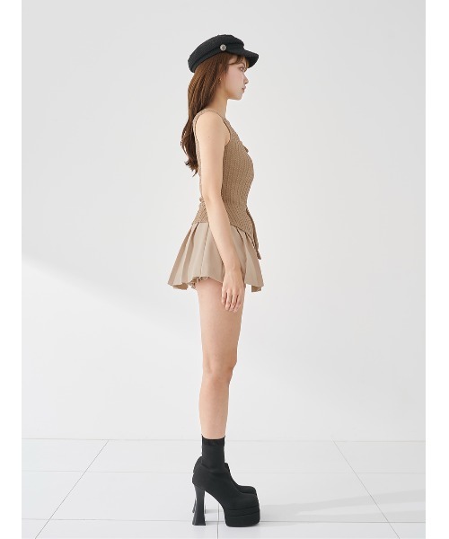 Darich(ダーリッチ)の「ワンショルリボンドレープセットアップ(セットアップ・レディース・ブラック/モカ/ピンクベージュ・FREE)」の9枚目の写真