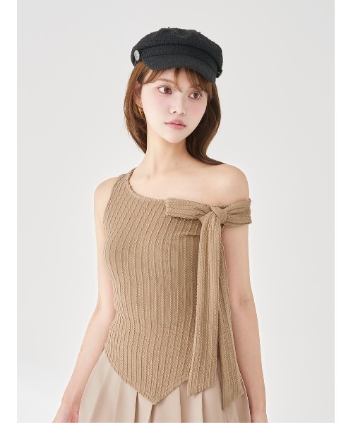 Darich(ダーリッチ)の「ワンショルリボンドレープセットアップ(セットアップ・レディース・ブラック/モカ/ピンクベージュ・FREE)」の15枚目の写真