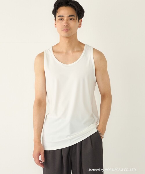 SHIPS Colors(シップス カラーズ)の「【SHIPS Colors別注】アイスボックス:〈接触冷感・吸水速乾〉タンクトップ◇(タンクトップ・メンズ・グレー/ライトホワイト/ブラック・MEDIUM/LARGE)」の5枚目の写真
