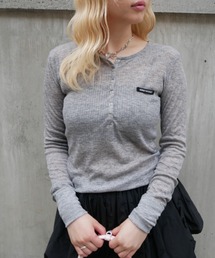 sheer teleco henley neck tops