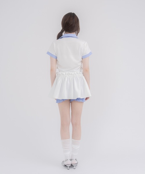 mellowneon(メロウネオン)の「ダブルウエストスカート&ポロセットアップ(セットアップ・レディース・オフホワイト/チャコールグレー・FREE)」の14枚目の写真