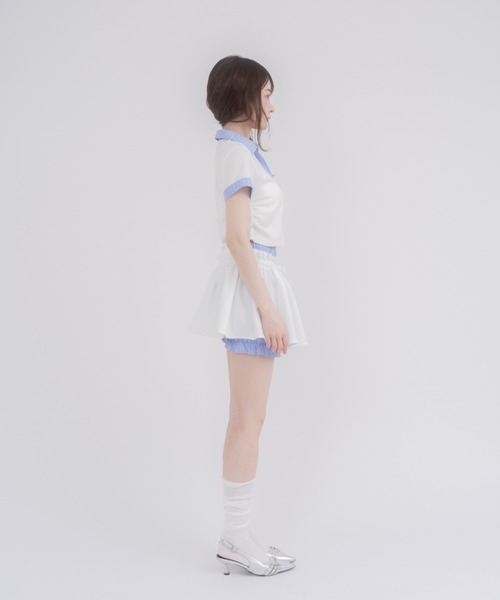 mellowneon(メロウネオン)の「ダブルウエストスカート&ポロセットアップ(セットアップ・レディース・オフホワイト/チャコールグレー・FREE)」の15枚目の写真