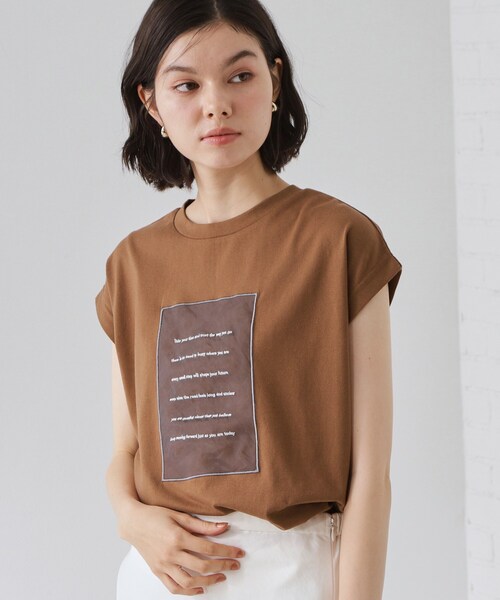 THE SHOP TK (ザ ショップ ティーケー )の「オーガンジー刺繍Tシャツ(Tシャツ/カットソー・レディース・オフホワイト/キャメル/スミクロ・12/13)」の1枚目の写真