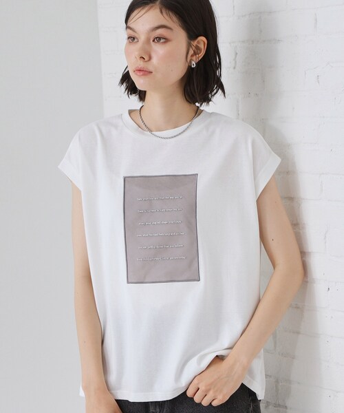 THE SHOP TK (ザ ショップ ティーケー )の「オーガンジー刺繍Tシャツ(Tシャツ/カットソー・レディース・オフホワイト/キャメル/スミクロ・12/13)」の2枚目の写真