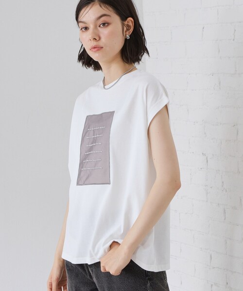 THE SHOP TK (ザ ショップ ティーケー )の「オーガンジー刺繍Tシャツ(Tシャツ/カットソー・レディース・オフホワイト/キャメル/スミクロ・12/13)」の5枚目の写真