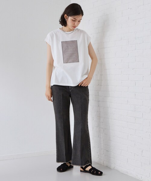 THE SHOP TK (ザ ショップ ティーケー )の「オーガンジー刺繍Tシャツ(Tシャツ/カットソー・レディース・オフホワイト/キャメル/スミクロ・12/13)」の6枚目の写真