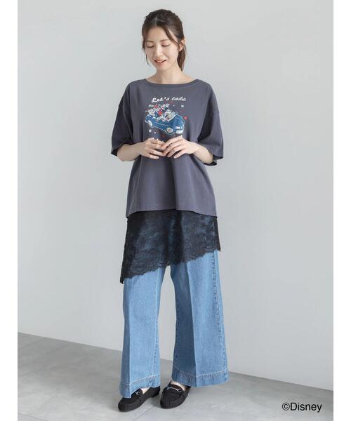 Te chichi（テチチ）の「【Disney】MICKEY&FRIENDS/オーバーサイズTシャツ（Tシャツ/カットソー・レディース・チャコールグレー/オフホワイト/ブラウン・F）」の8枚目の写真