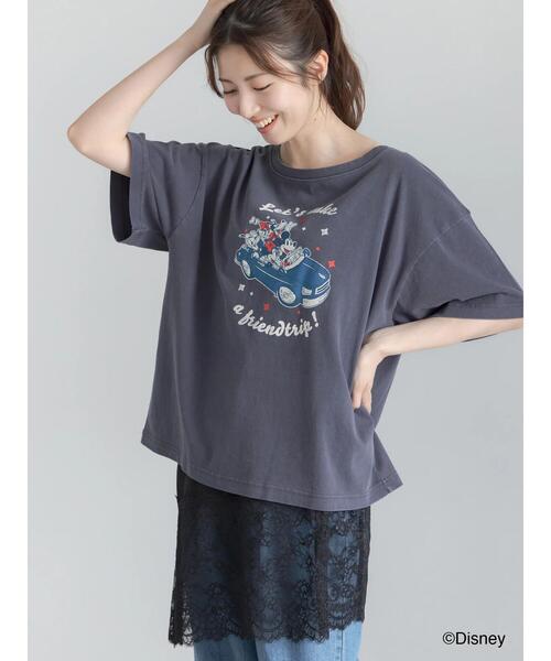 Te chichi（テチチ）の「【Disney】MICKEY&FRIENDS/オーバーサイズTシャツ（Tシャツ/カットソー・レディース・チャコールグレー/オフホワイト/ブラウン・F）」の11枚目の写真