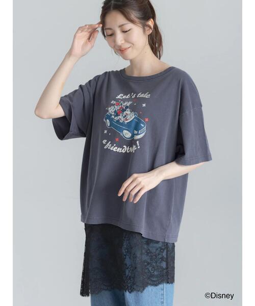 Te chichi（テチチ）の「【Disney】MICKEY&FRIENDS/オーバーサイズTシャツ（Tシャツ/カットソー・レディース・チャコールグレー/オフホワイト/ブラウン・F）」の12枚目の写真