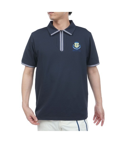 TOMMY HILFIGER GOLF（トミー ヒルフィガー ゴルフ）の「ｸﾗｼｯｸﾌﾛﾝﾄZIP 半袖ｼｬﾂ（ポロシャツ・メンズ・ホワイト/ネイビー・L/M/LL）」の2枚目の写真