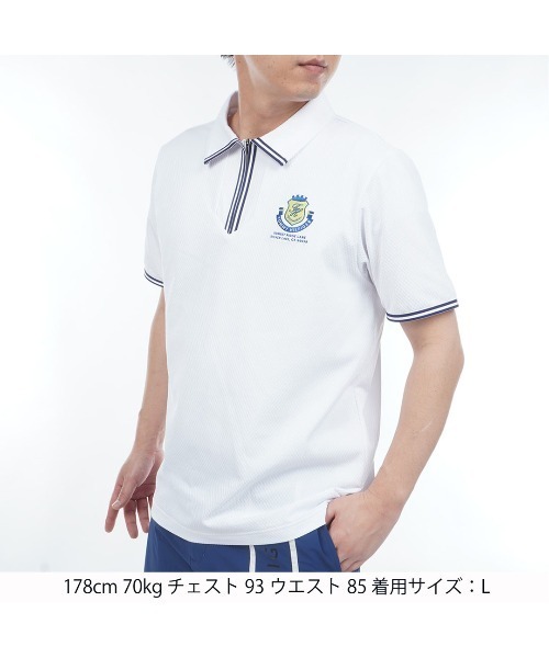 TOMMY HILFIGER GOLF（トミー ヒルフィガー ゴルフ）の「ｸﾗｼｯｸﾌﾛﾝﾄZIP 半袖ｼｬﾂ（ポロシャツ・メンズ・ホワイト/ネイビー・L/M/LL）」の3枚目の写真