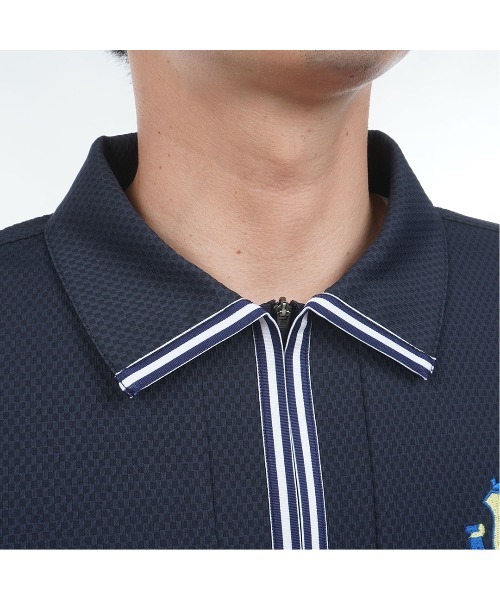 TOMMY HILFIGER GOLF（トミー ヒルフィガー ゴルフ）の「ｸﾗｼｯｸﾌﾛﾝﾄZIP 半袖ｼｬﾂ（ポロシャツ・メンズ・ホワイト/ネイビー・L/M/LL）」の10枚目の写真