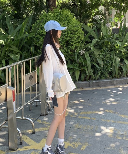 CHEER(チアー)の「【ヘルシー肌見せ】ルーズシアーロンT オフショルダー長袖Tシャツ ビッグシルエット カットソー シースルー(Tシャツ/カットソー・レディース・ブラック/ホワイト・FREE)」の20枚目の写真