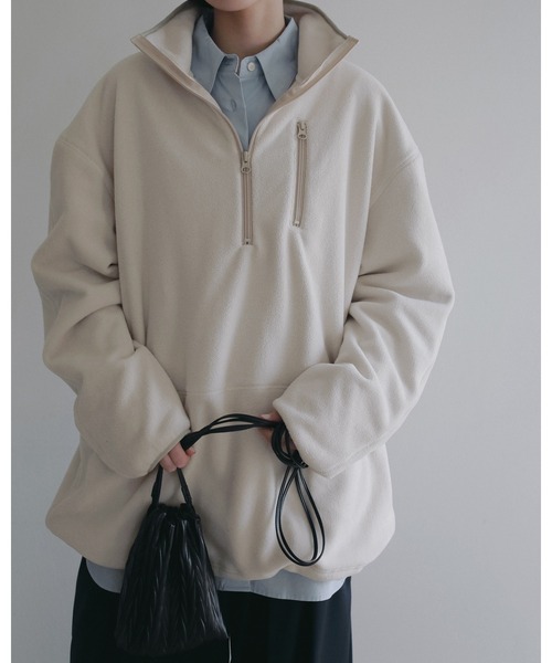 anuke(アンヌーク)の「Ecoleather Pleats Purse(トートバッグ・レディース・アイボリー/ブラック・FREE)」の6枚目の写真