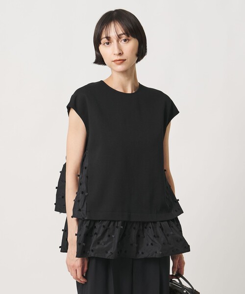 UNITED ARROWS(ユナイテッドアローズ)の「ドットリボン カットジャガード コンビ ブラウス ‐ウォッシャブル‐(シャツ/ブラウス・レディース・ブラック/ネイビー/ダークグレー・FREE)」の2枚目の写真