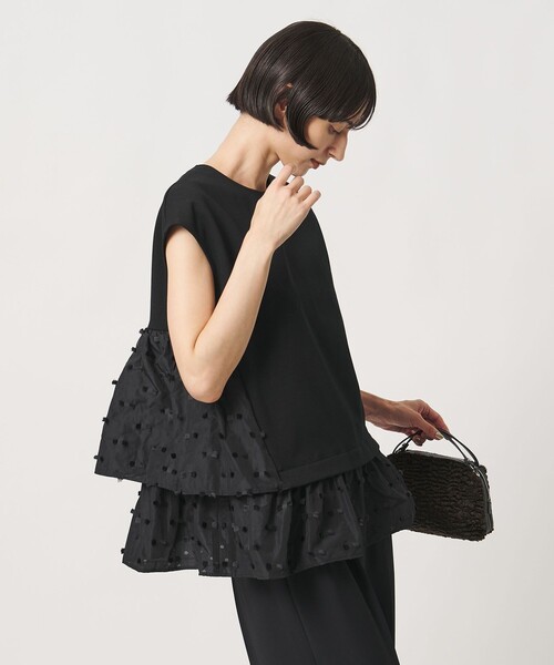 UNITED ARROWS(ユナイテッドアローズ)の「ドットリボン カットジャガード コンビ ブラウス ‐ウォッシャブル‐(シャツ/ブラウス・レディース・ブラック/ネイビー/ダークグレー・FREE)」の8枚目の写真