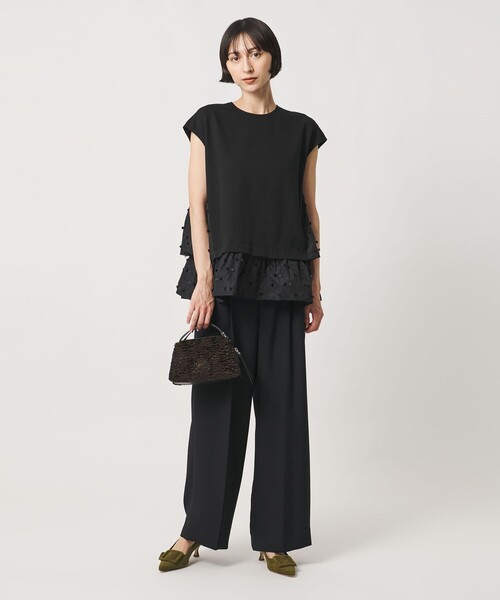 UNITED ARROWS(ユナイテッドアローズ)の「ドットリボン カットジャガード コンビ ブラウス ‐ウォッシャブル‐(シャツ/ブラウス・レディース・ブラック/ネイビー/ダークグレー・FREE)」の9枚目の写真
