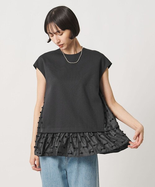 UNITED ARROWS(ユナイテッドアローズ)の「ドットリボン カットジャガード コンビ ブラウス ‐ウォッシャブル‐(シャツ/ブラウス・レディース・ブラック/ネイビー/ダークグレー・FREE)」の10枚目の写真