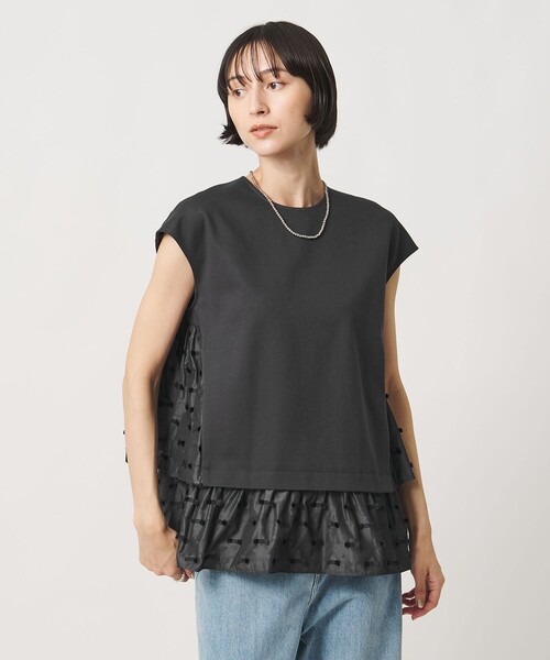 UNITED ARROWS(ユナイテッドアローズ)の「ドットリボン カットジャガード コンビ ブラウス ‐ウォッシャブル‐(シャツ/ブラウス・レディース・ブラック/ネイビー/ダークグレー・FREE)」の11枚目の写真
