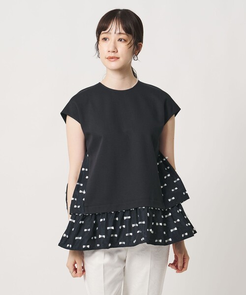 UNITED ARROWS(ユナイテッドアローズ)の「ドットリボン カットジャガード コンビ ブラウス ‐ウォッシャブル‐(シャツ/ブラウス・レディース・ブラック/ネイビー/ダークグレー・FREE)」の15枚目の写真
