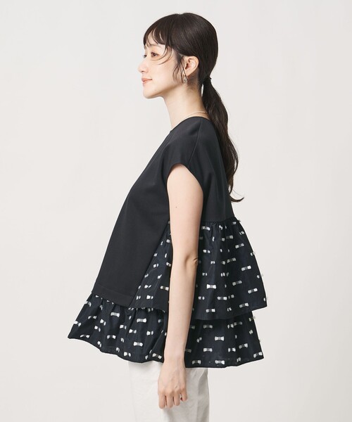 UNITED ARROWS(ユナイテッドアローズ)の「ドットリボン カットジャガード コンビ ブラウス ‐ウォッシャブル‐(シャツ/ブラウス・レディース・ブラック/ネイビー/ダークグレー・FREE)」の16枚目の写真