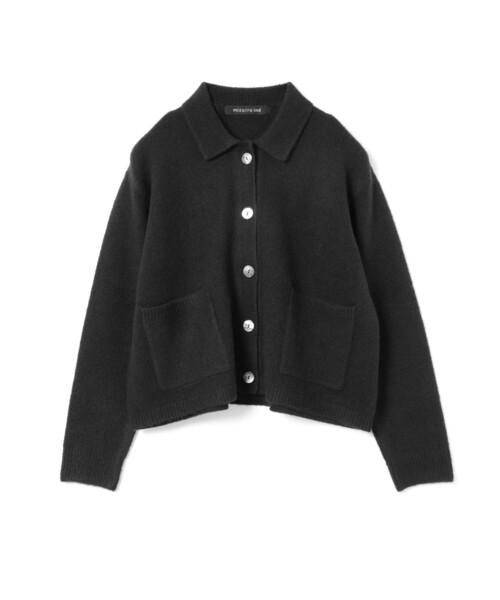 mizuiroind(ミズイロインド)の「mizuiro ind ハイネックシャツカラーショートカーディガン(カーディガン/ボレロ・レディース・ネイビー/グレー/ブラック・FREE)」の4枚目の写真