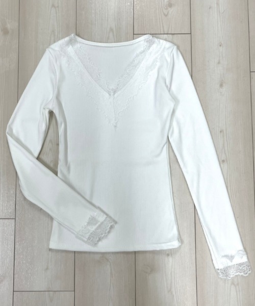 NANEA(ナネア)の「レースVネックロンT(Tシャツ/カットソー・レディース・ホワイト/ブラック・SMALL/MEDIUM)」の15枚目の写真