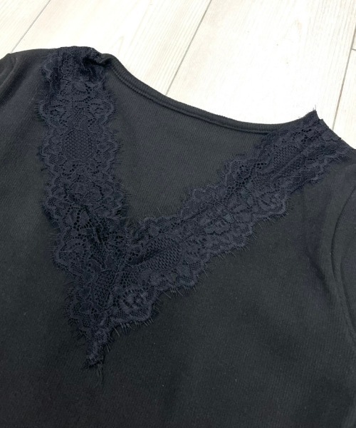 NANEA(ナネア)の「レースVネックロンT(Tシャツ/カットソー・レディース・ホワイト/ブラック・SMALL/MEDIUM)」の13枚目の写真