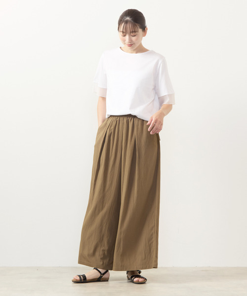 MELROSE claire（メルローズ クレール）の「【袖口シアーファブリック切り替えTシャツ】（Tシャツ/カットソー・レディース・オフホワイト/ブラック/ボルドー・FREE）」の4枚目の写真