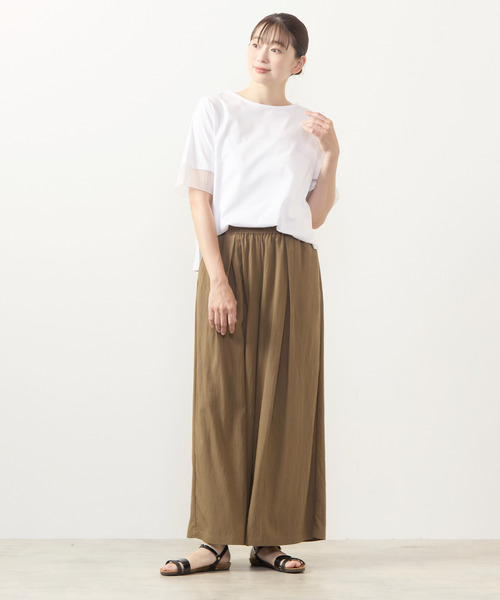 MELROSE claire（メルローズ クレール）の「【袖口シアーファブリック切り替えTシャツ】（Tシャツ/カットソー・レディース・オフホワイト/ブラック/ボルドー・FREE）」の5枚目の写真