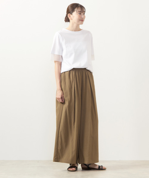 MELROSE claire（メルローズ クレール）の「【袖口シアーファブリック切り替えTシャツ】（Tシャツ/カットソー・レディース・オフホワイト/ブラック/ボルドー・FREE）」の7枚目の写真