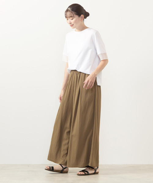 MELROSE claire（メルローズ クレール）の「【袖口シアーファブリック切り替えTシャツ】（Tシャツ/カットソー・レディース・オフホワイト/ブラック/ボルドー・FREE）」の8枚目の写真