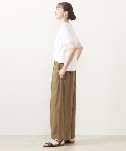 MELROSE claire（メルローズ クレール）の「【袖口シアーファブリック切り替えTシャツ】（Tシャツ/カットソー・レディース・オフホワイト/ブラック/ボルドー・FREE）」の9枚目の写真