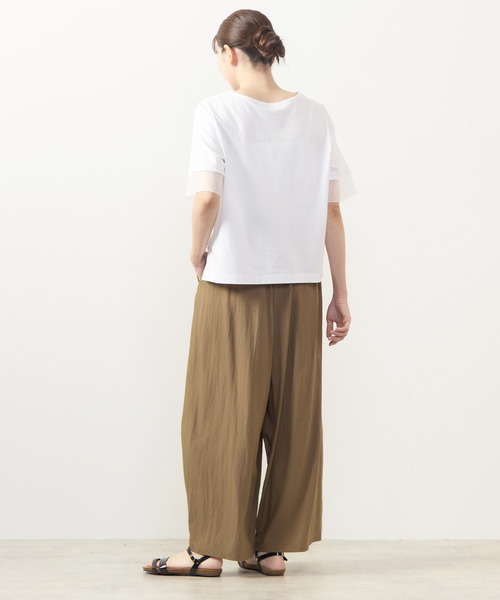 MELROSE claire（メルローズ クレール）の「【袖口シアーファブリック切り替えTシャツ】（Tシャツ/カットソー・レディース・オフホワイト/ブラック/ボルドー・FREE）」の10枚目の写真