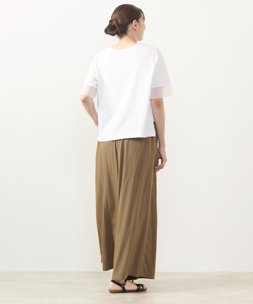 MELROSE claire（メルローズ クレール）の「【袖口シアーファブリック切り替えTシャツ】（Tシャツ/カットソー・レディース・オフホワイト/ブラック/ボルドー・FREE）」の11枚目の写真