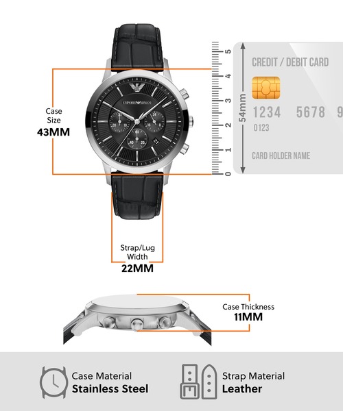 EMPORIO ARMANI(エンポリオアルマーニ)の「エンポリオ・アルマーニ 腕時計 メンズ アナログ レザー AR11820(アナログ腕時計・メンズ・ブラック・FREE)」の5枚目の写真
